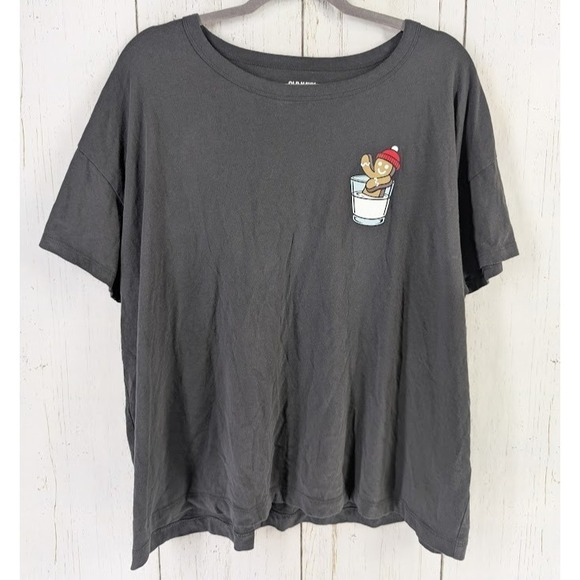 Old Navy Size XXL Black‎ Gingerbread Graphic Womens Short Sleeve Top - Picture 1 of 8